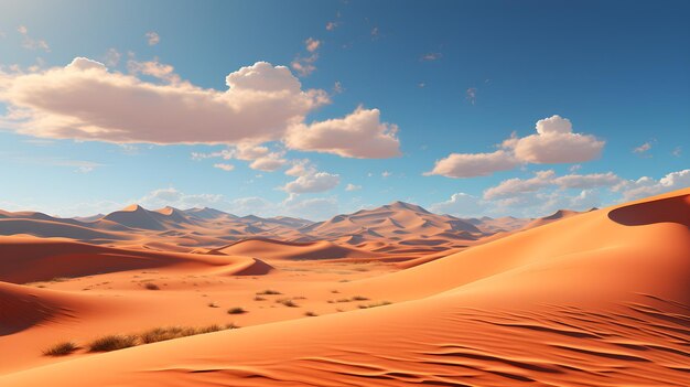 Bright Desert landscape Blue sky and Warm Dunes Generative AI