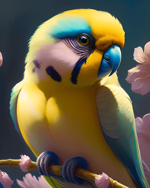 Bright domestic birds. fluffy, bright, colorful parrots. Macaw, budgerigar