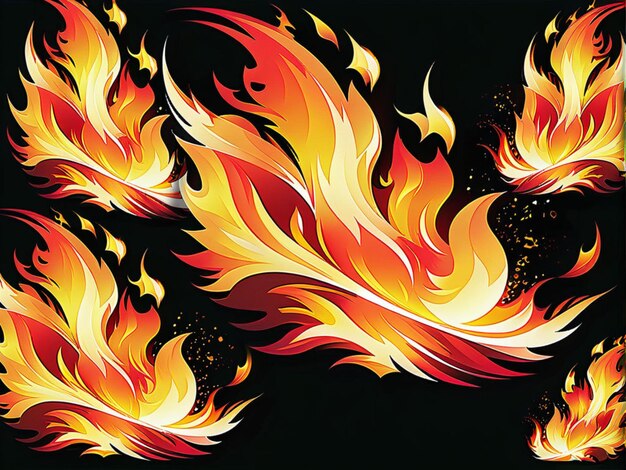 Bright and dynamic fire flames cut out