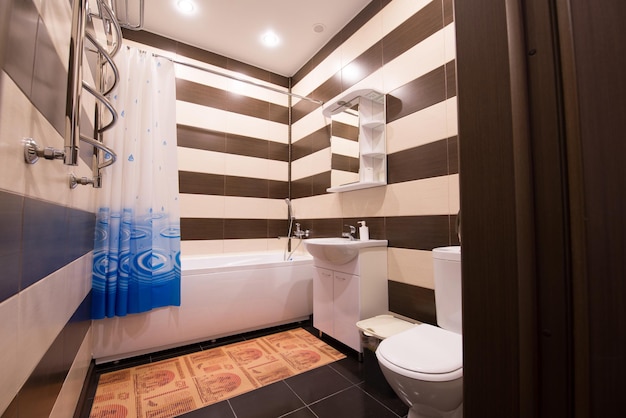 Bright elegant bathroom interior in a luxury house