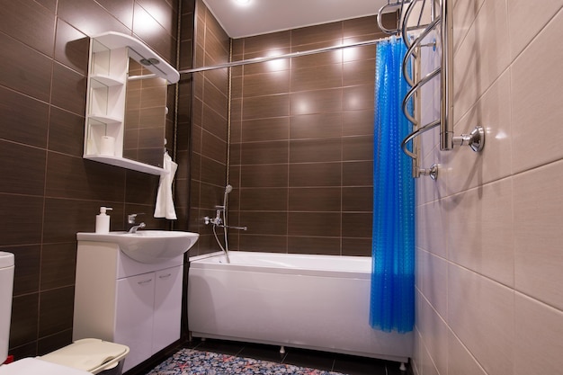 Bright elegant bathroom interior in a luxury house