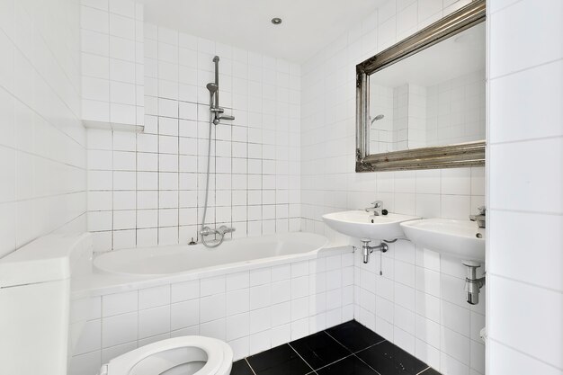 Bright elegant bathroom interior in a luxury house