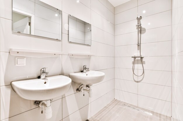 Bright elegant bathroom interior in a luxury house