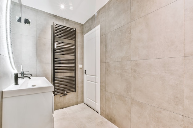 Bright elegant bathroom interior in a luxury house