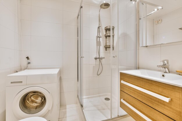 Bright elegant bathroom interior in a luxury house