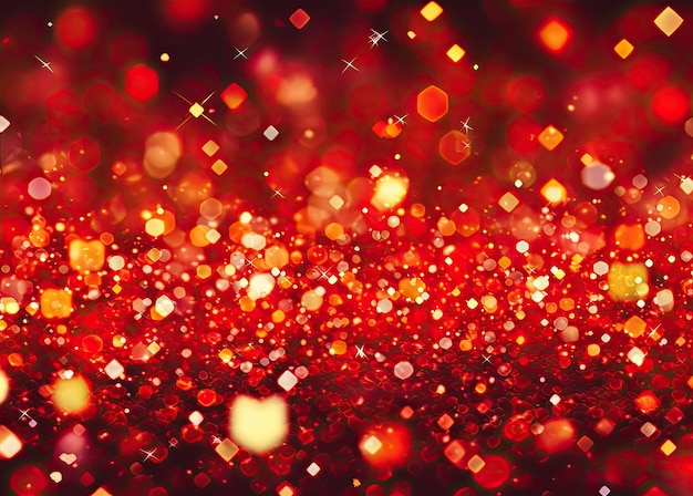 Bright and elegant red sparkly background with stars for Christmas Generative AI