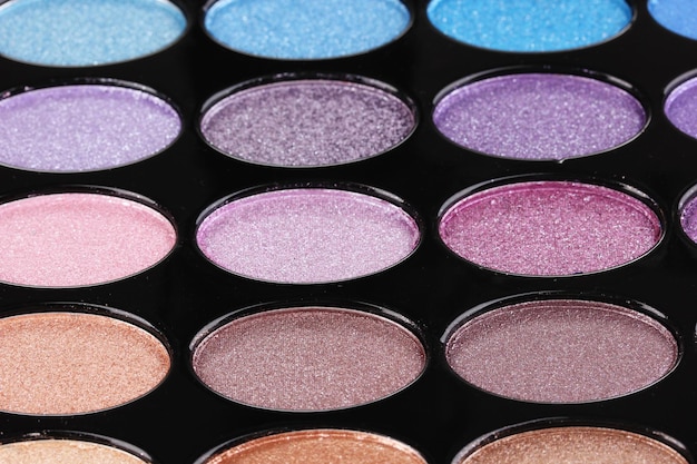 Bright eye shadows closeup