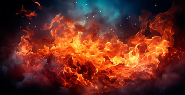 Яркий огонь панорамный фоновый огонь ИИ сгенерированное изображение