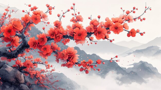 Bright Flowering Branches European Plum Tree Background Banner HD