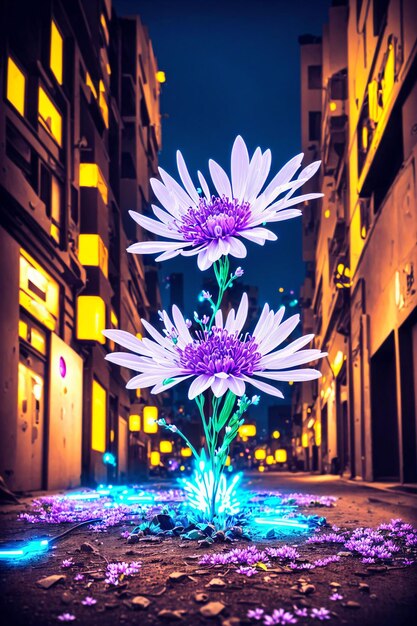 Bright flowers in the city