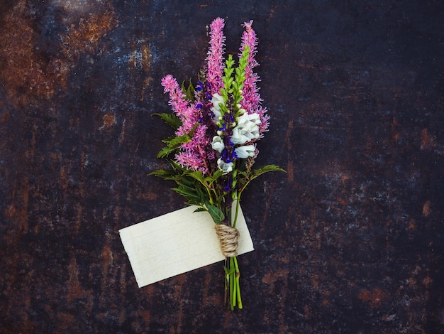 Bright flowers and a place for message