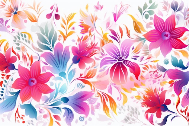 Bright flowers on white background