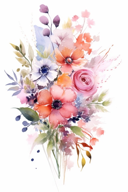 Bright flowers on white background