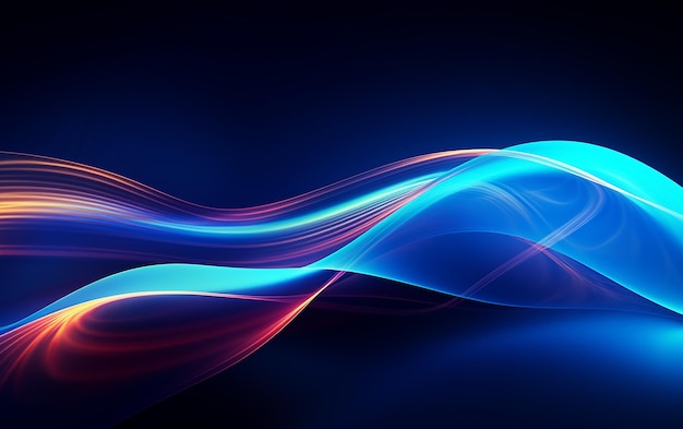 Bright Flowing Blue Neon Lines