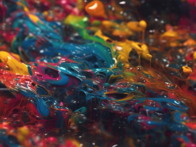 Bright fluid paint pattern Dynamic liquid shapes seamless background created with Generative AI technology