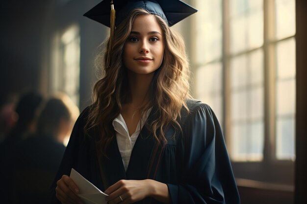 Bright Future Ahead Graduate with Diploma Near the Window Generative AI