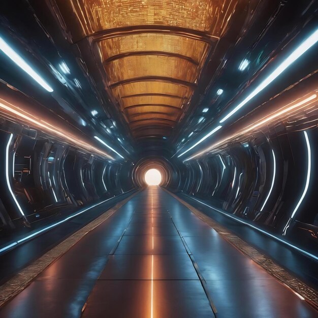 Photo bright futuristic tunnel