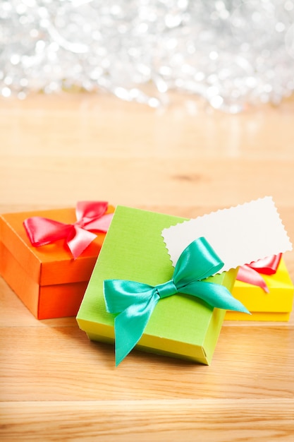 Photo bright gift boxes with papers