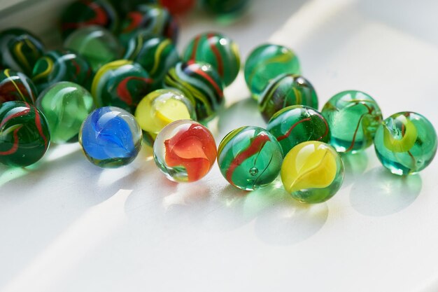 Bright glass multicolored stones round