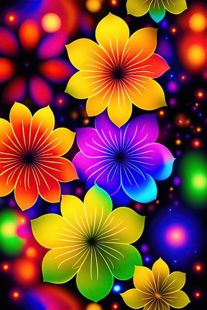 Bright Glowing Abstract Floral Pattern