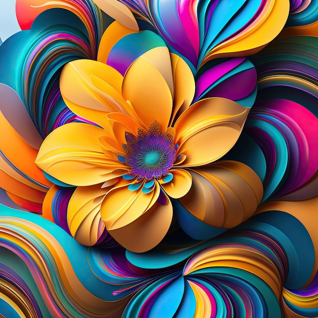 Bright Glowing Abstract Floral Pattern