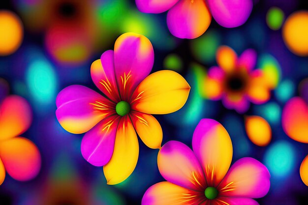 Bright glowing abstract floral pattern