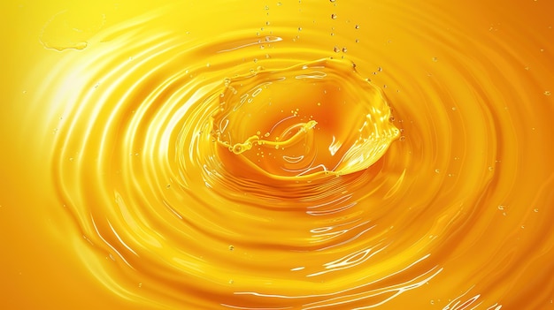 Photo bright golden liquid with swirling patterns and glossy texture closeup of liquid movement