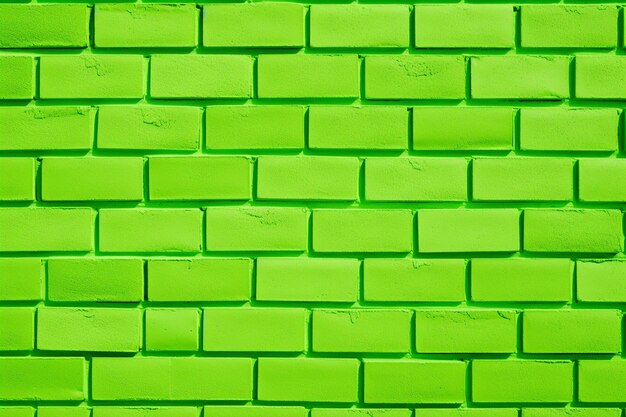 Bright green brick wall for design pattern