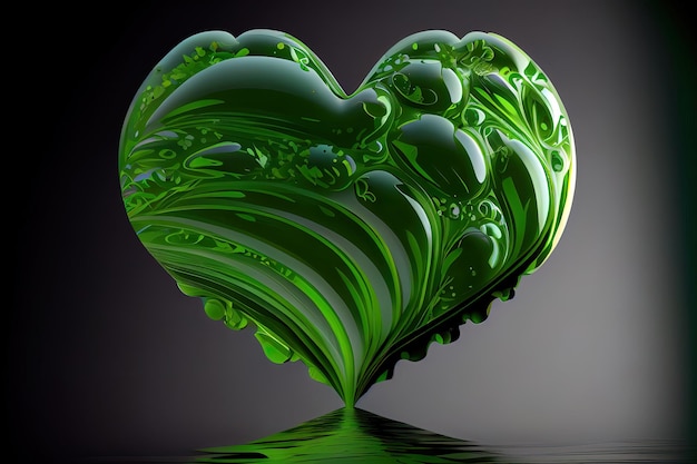 밝은 녹색 심장 그림