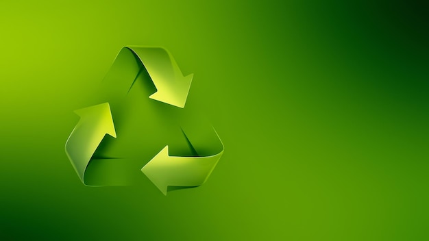 Bright Green Recycling Symbol on Green