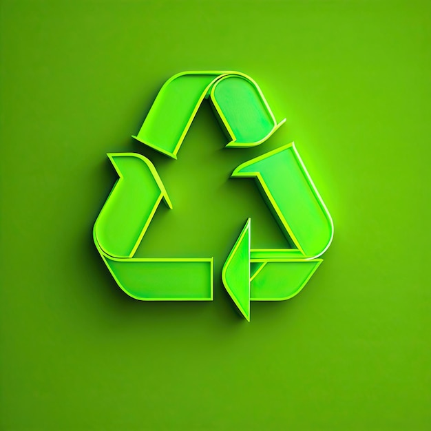 Bright Green Recycling Symbol on Green