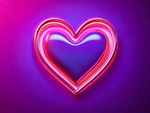 Photo bright heart neon sign retro neon heart sign on purple background design element for happy valent