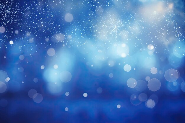 Photo bright holiday background with bokeh and snowflakes new year and christmas