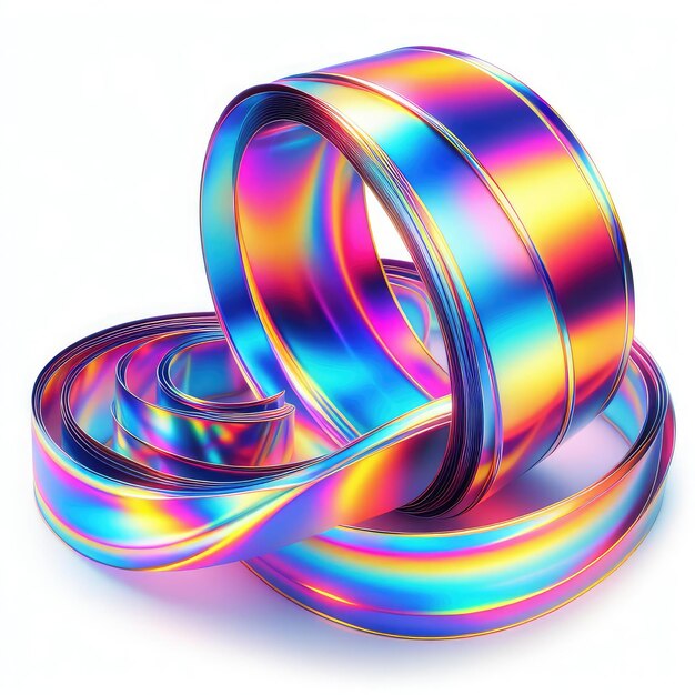 Bright holographic ribbon isolated on a white background