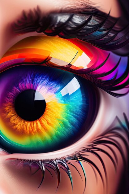 Bright Human Eye with Rainbow Colors