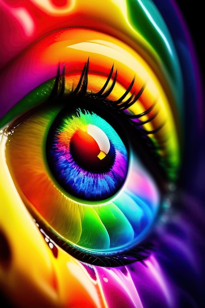 Bright Human Eye with Rainbow Colors