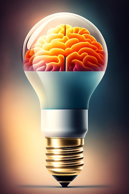 Bright idea Lightbulb brain Brainstorm thoughts power imagination Abstract