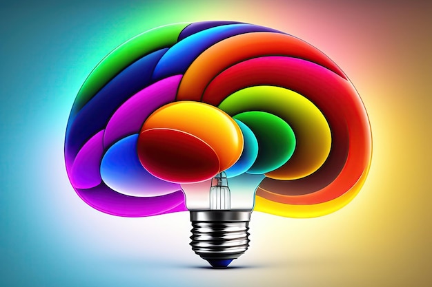 Bright idea Lightbulb brain Brainstorm thoughts power imagination Abstract