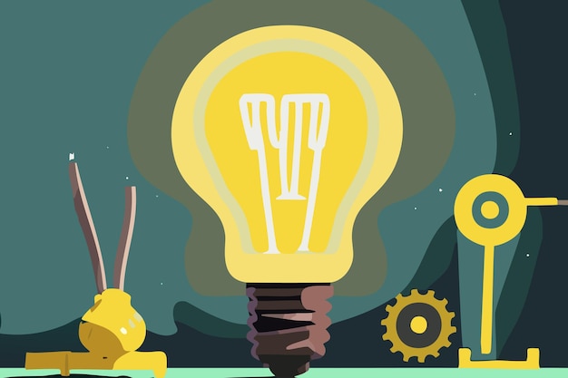 A bright idea in workshop Light bulb concept Business growth Innovation