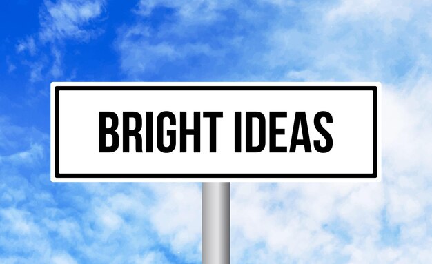 Bright ideas road sign on sky background