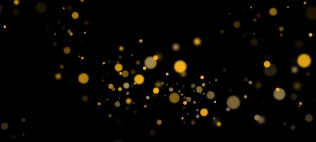 黒の背景に明るいイラスト黄色のきらめくライト クリスマス ホリデー キラキラ粒子