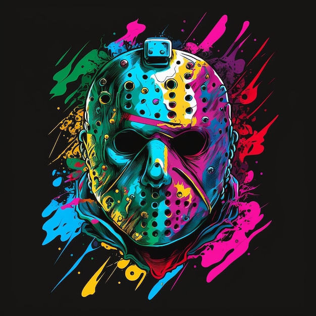 A bright illustration of a hockey mask.