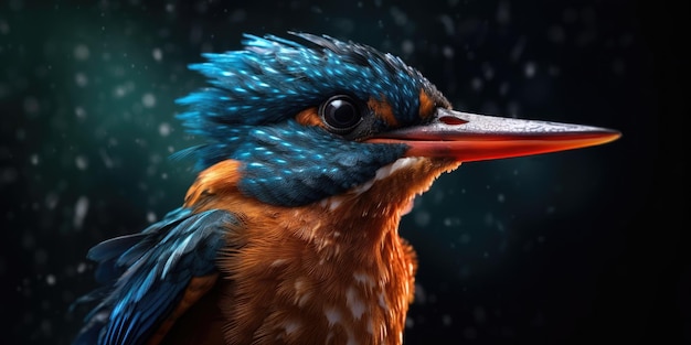 Bright image of a kingfisher in the forest Ornithology High quality photo Generative AI