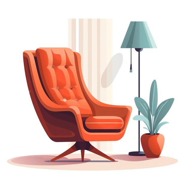 Bright interior illustration modern armchair in flat style