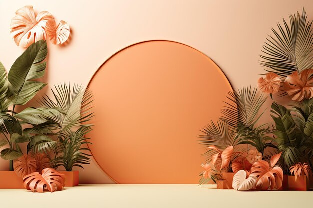 A bright and inviting summerthemed backdrop showcasing warm shades of orange and beige along with