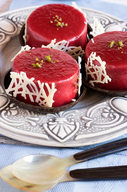 Bright jelly tartes on plate