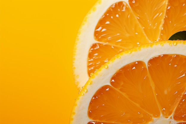 Bright and juicy fresh fruit on an orange yellow background copy