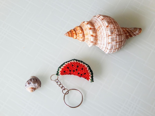 Photo bright key chain and sea conch