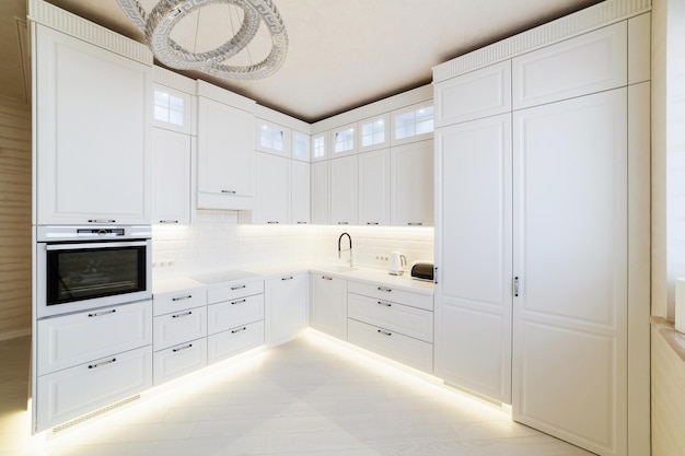 Bright kitchen interior in a new stylish family home