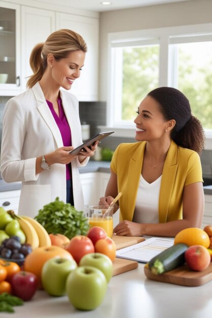 Foto una cucina luminosa di design moderno e consulenza nutrizionale personalizzata